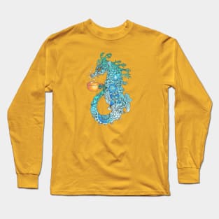 Sea Horse Turquoise Long Sleeve T-Shirt